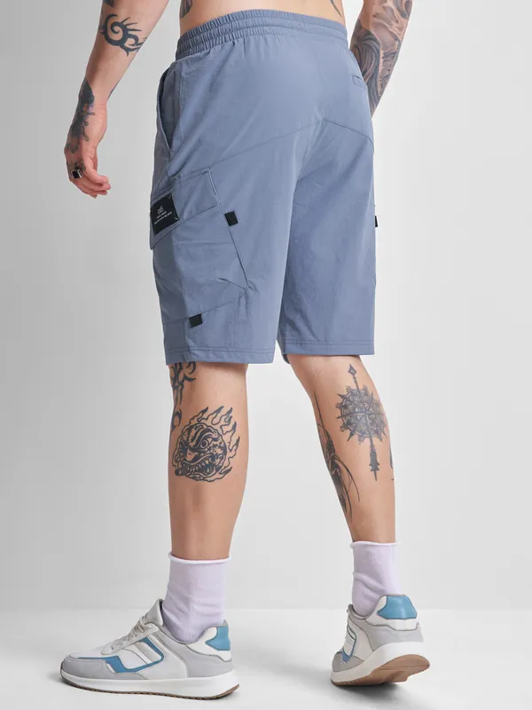 Highlander Men Blue Slim Fit Cargo Shorts