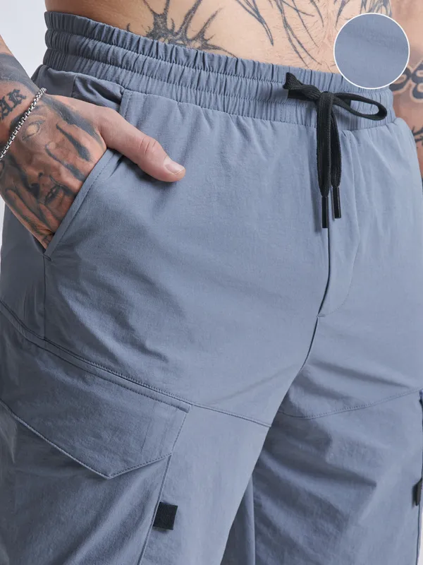 Highlander Men Blue Slim Fit Cargo Shorts