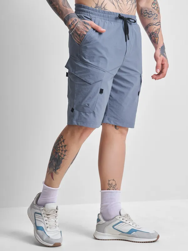 Highlander Men Blue Slim Fit Cargo Shorts