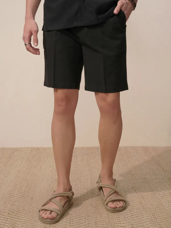 Highlander Men Black Relaxed Fit Shorts