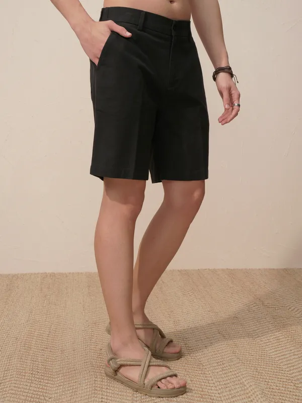 Highlander Men Black Relaxed Fit Shorts