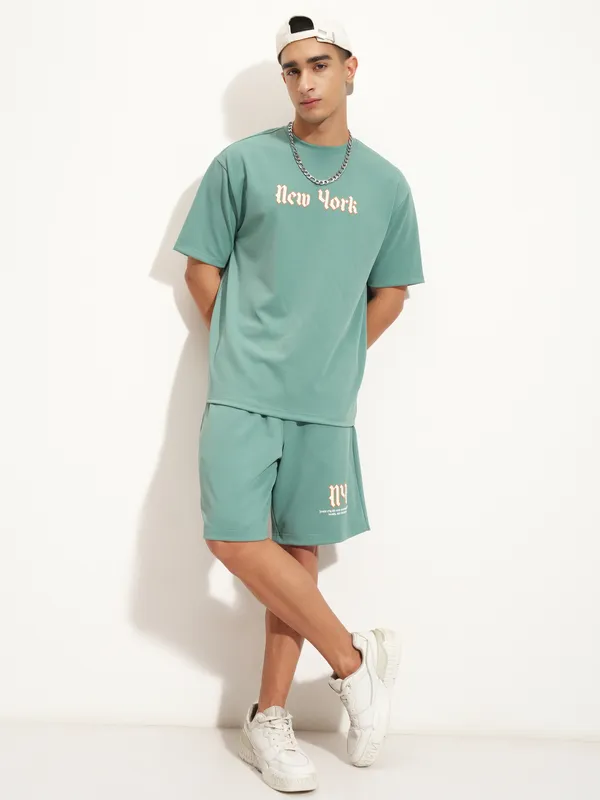 Highlander Men Green Loose Fit Shorts