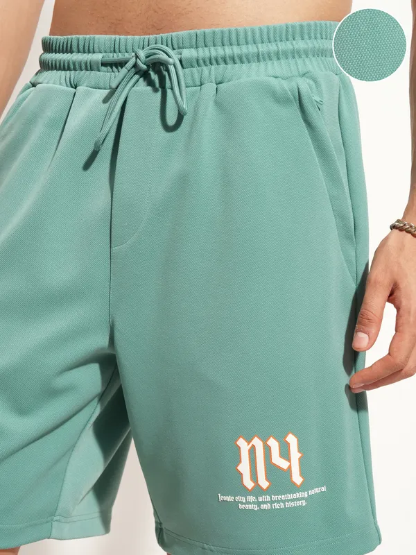 Highlander Men Green Loose Fit Shorts