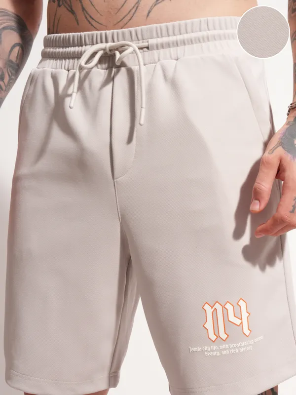 Highlander Men Cream Loose Fit Shorts