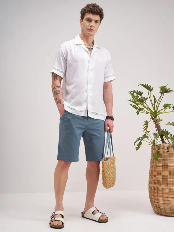 Highlander Men Grey Slim Fit Chino Shorts