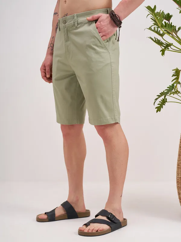 Highlander Men Olive Slim Fit Chino Shorts