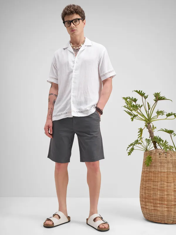 Highlander Men Grey Slim Fit Chino Shorts