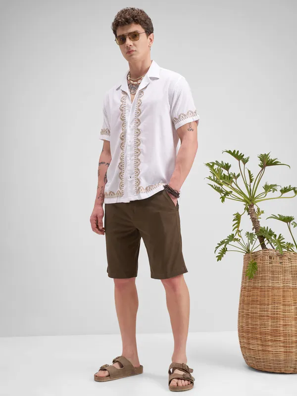 Highlander Men Brown Slim Fit Chino Shorts
