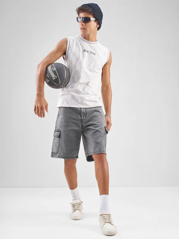 Highlander Men Grey Regular Fit Denim Shorts