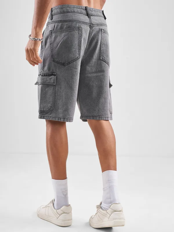 Highlander Men Grey Regular Fit Denim Shorts