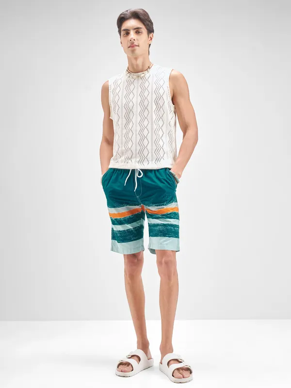 Highlander Men Teal Regular Fit Shorts