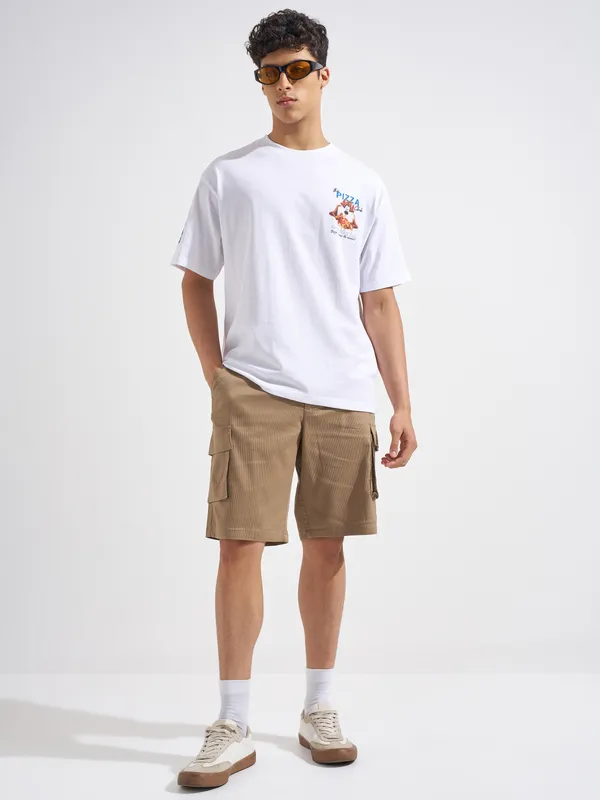 Highlander Men Brown Relaxed Fit Cargo Shorts