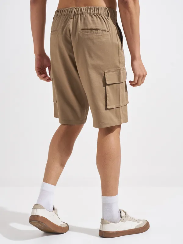 Highlander Men Brown Relaxed Fit Cargo Shorts