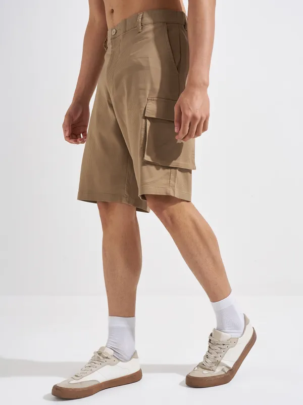 Highlander Men Brown Relaxed Fit Cargo Shorts