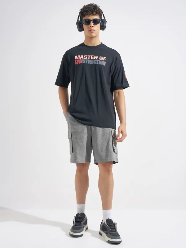 Highlander Men Grey Relaxed Fit Cargo Shorts