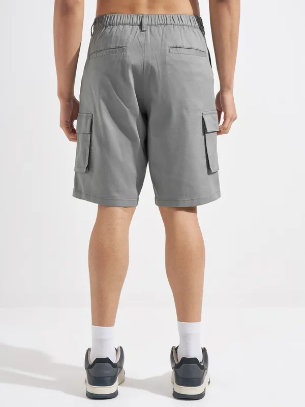 Highlander Men Grey Relaxed Fit Cargo Shorts