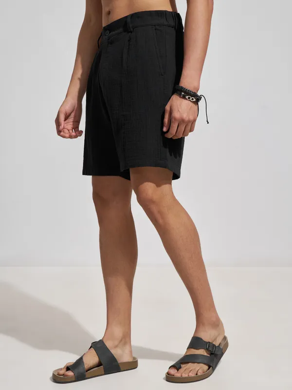 Highlander Men Black Relaxed Fit Regular Shorts