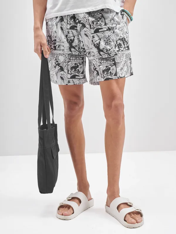 Marvel By Highlander Men White Black Panther Cotton Boxers