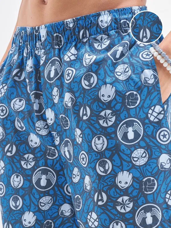 Marvel By Highlander Men Blue Avengers Cotton Boxers
