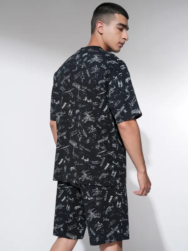 Marvel By Highlander Men Black Spider-Man T-Shirt With Shorts Co-Ords