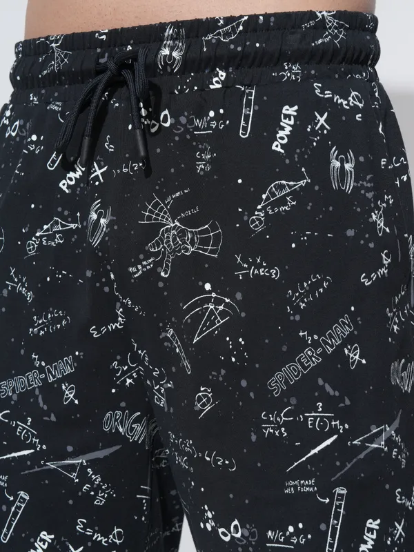 Marvel By Highlander Men Black Spider-Man T-Shirt With Shorts Co-Ords