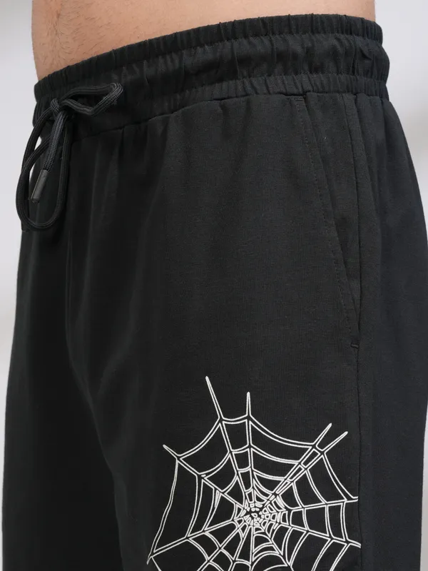 Marvel By Highlander Men Black Spider-Man T-Shirt With Shorts Co-Ords