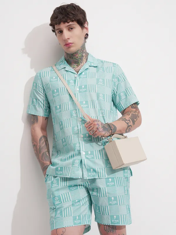 Marvel By Highlander Men Blue Iron Man Shirt With Shorts Co-Ords