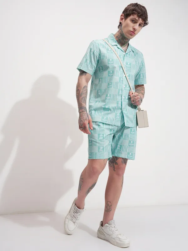 Marvel By Highlander Men Blue Iron Man Shirt With Shorts Co-Ords