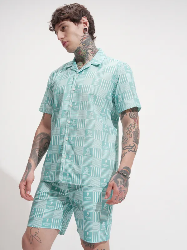 Marvel By Highlander Men Blue Iron Man Shirt With Shorts Co-Ords