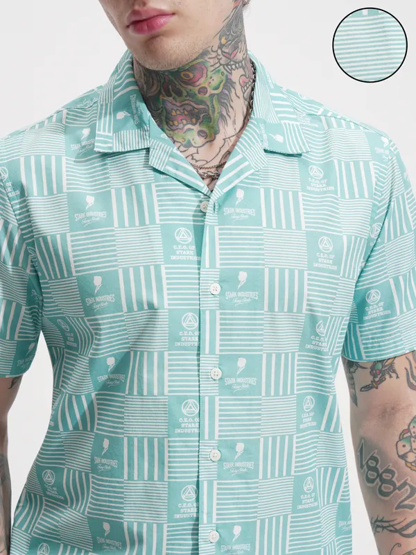 Marvel By Highlander Men Blue Iron Man Shirt With Shorts Co-Ords