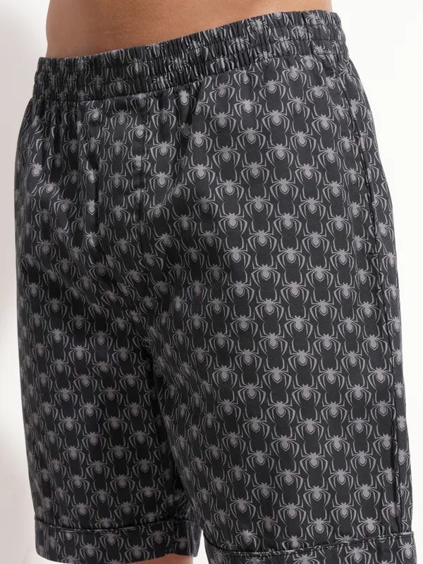 Marvel By Highlander Men Black Spider-Man Shirt With Shorts Co-Ords