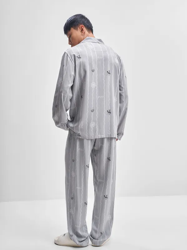 Marvel By Highlander Men Grey Spiderman Shirt With Trouser Co-Ords