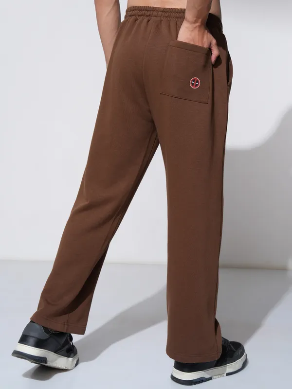 Marvel By Highlander Men Brown Deadpool Straight Fit Printed Joggers