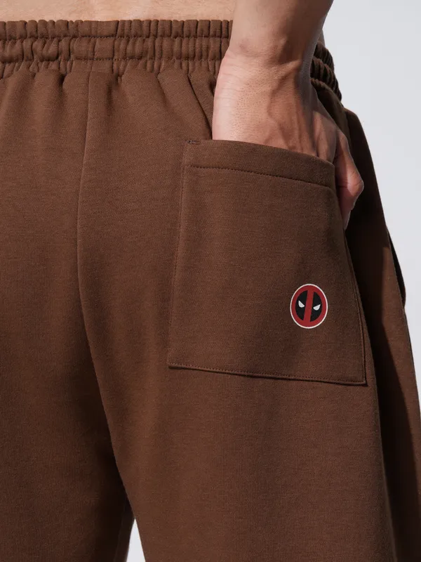 Marvel By Highlander Men Brown Deadpool Straight Fit Printed Joggers