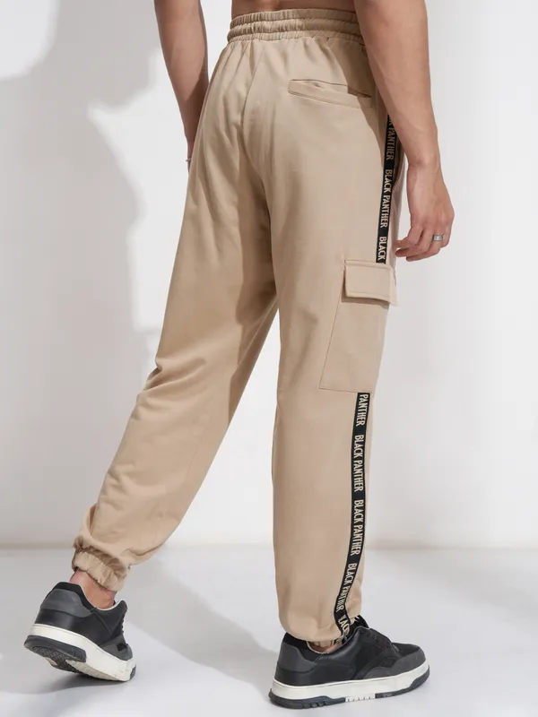 Marvel By Highlander Men Nude Black Panther Relaxed Fit Solid Cargos