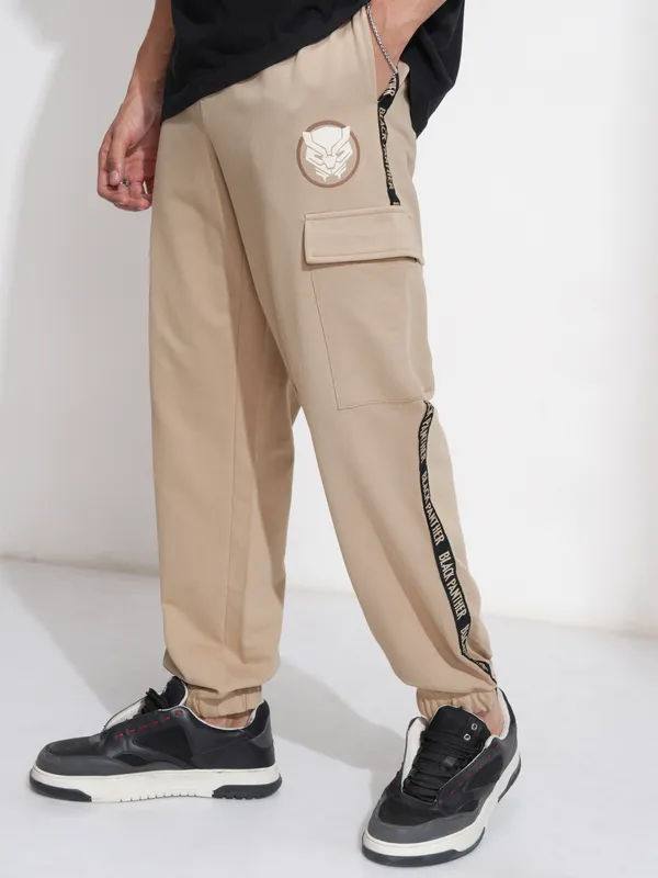 Marvel By Highlander Men Nude Black Panther Relaxed Fit Solid Cargos