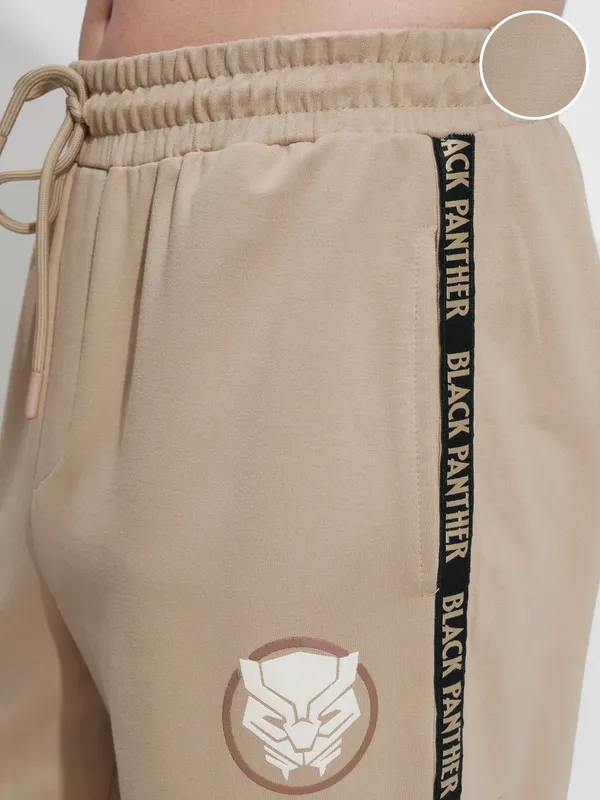 Marvel By Highlander Men Nude Black Panther Relaxed Fit Solid Cargos