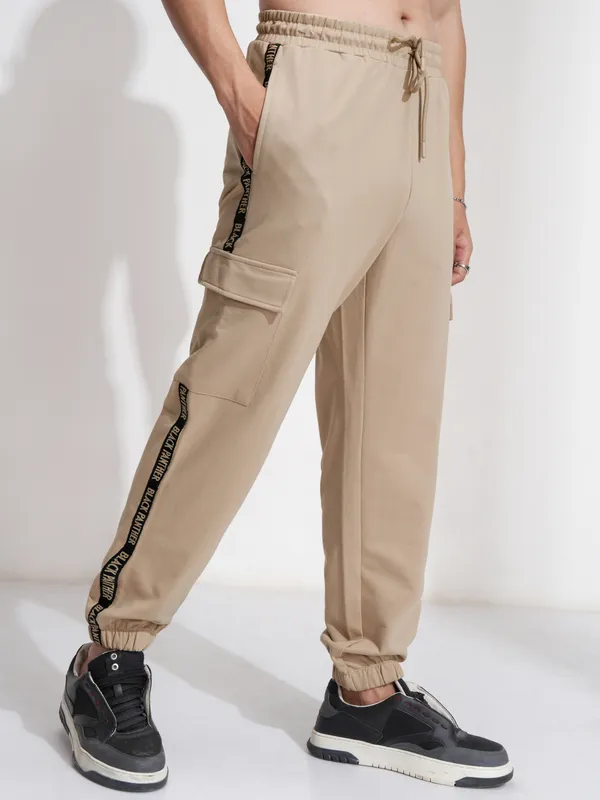 Marvel By Highlander Men Nude Black Panther Relaxed Fit Solid Cargos