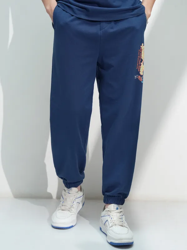 Marvel By Highlander Men Navy Blue Spider-Man Solid Relaxed Fit Joggers