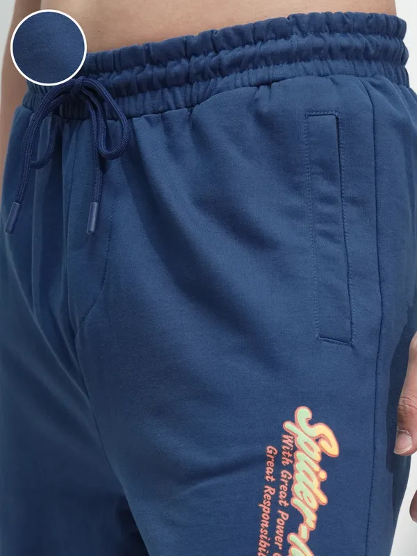 Marvel By Highlander Men Navy Blue Spider-Man Solid Relaxed Fit Joggers
