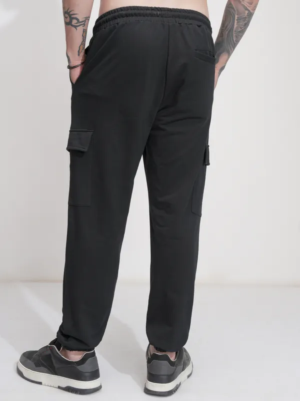 Marvel By Highlander Men Black Spider-Man Relaxed Fit Solid Cargos