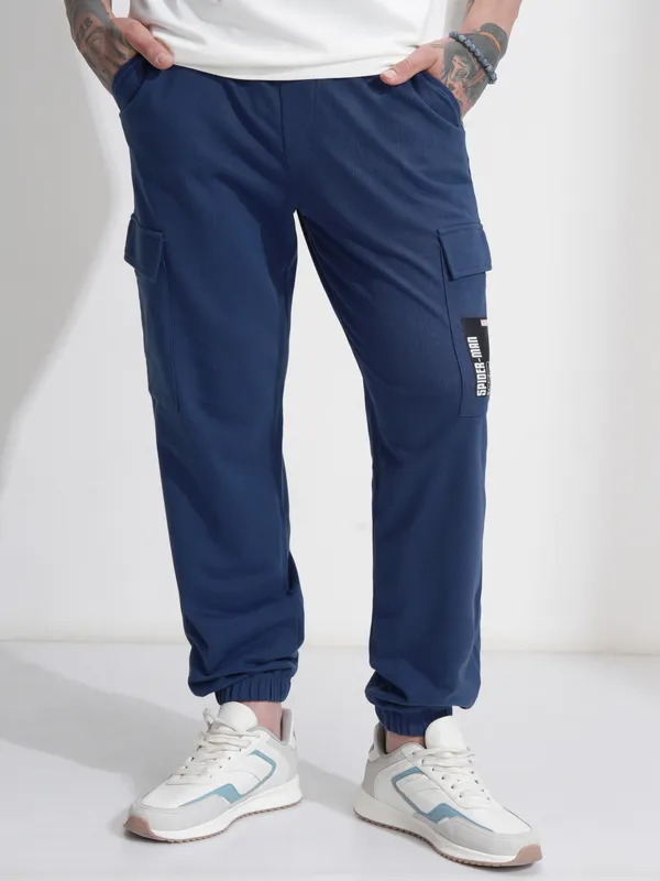 Marvel By Highlander Men Navy Blue Spider-Man Relaxed Fit Solid Cargos