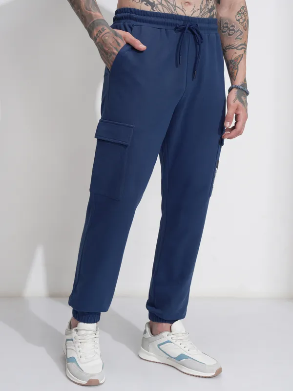 Marvel By Highlander Men Navy Blue Spider-Man Relaxed Fit Solid Cargos