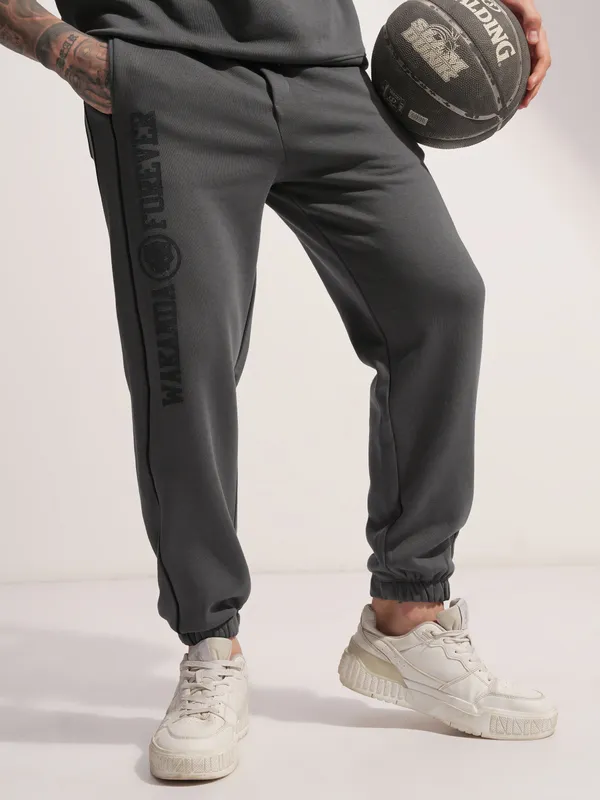 Marvel By Highlander Men Grey Black Panther Baggy Solid Joggers
