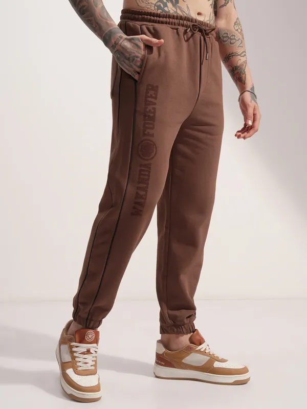 Marvel By Highlander Men Brown Black Panther Baggy Solid Joggers