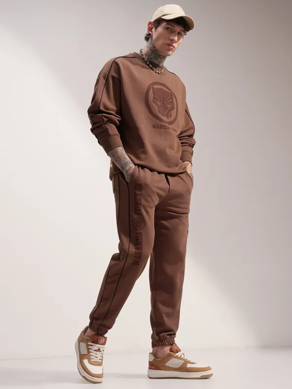 Marvel By Highlander Men Brown Black Panther Baggy Solid Joggers