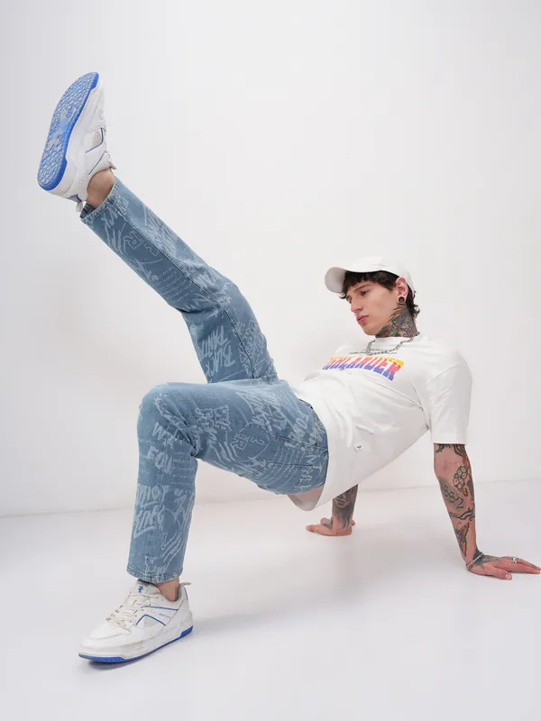 Marvel By Highlander Men Blue Black Panther Baggy Stretchable Jeans