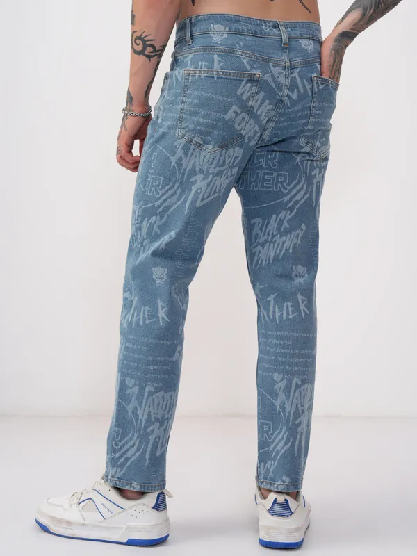 Marvel By Highlander Men Blue Black Panther Baggy Stretchable Jeans