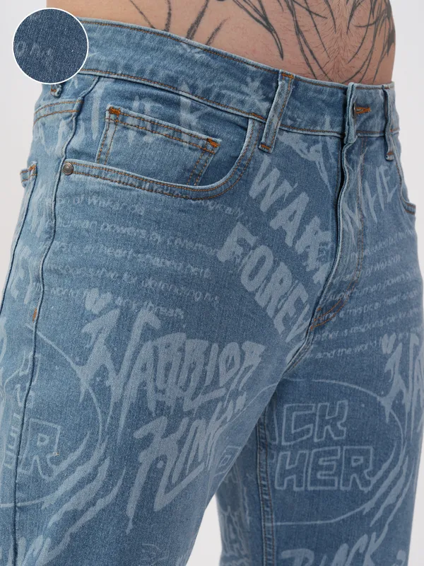 Marvel By Highlander Men Blue Black Panther Baggy Stretchable Jeans