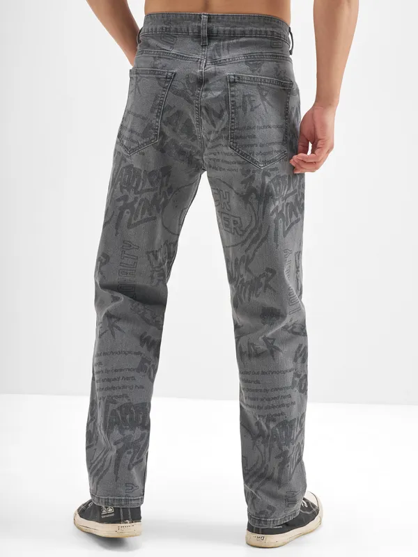 Marvel By Highlander Men Grey Black Panther Straight Fit Jeans